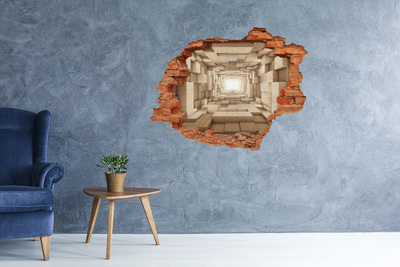 Wandbilder 3D Mauerdurchbruch Holzlabyrinth in der Wand