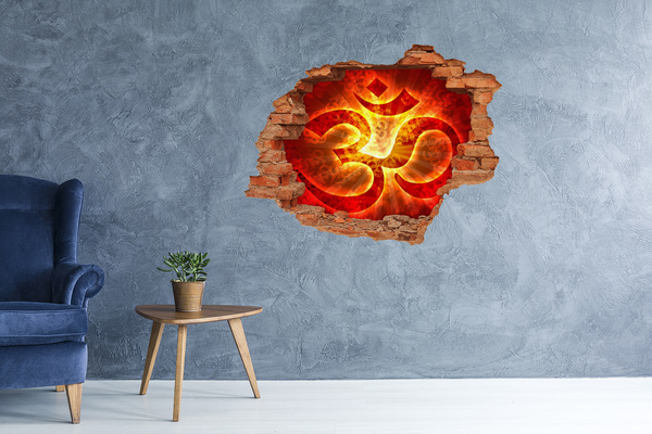 Wandtattoos 3D Optik Loch Feuer im Herzen der Mauer