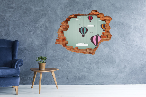 Wandbilder 3D Mauerdurchbruch Ballons am Himmel