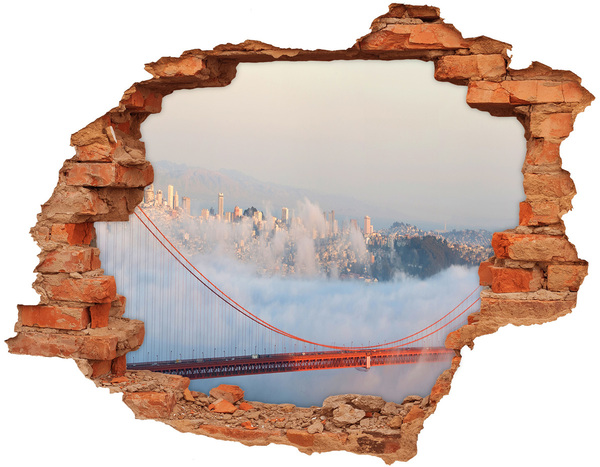 3D Loch Aufkleber Golden Gate Bridge in den Wolken