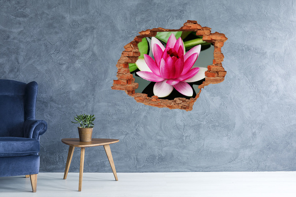 3D Loch Aufkleber Lotusblume in einem Loch in der Wand