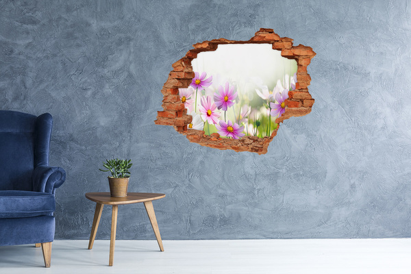Wandtattoos Loch in der Wand Ein Blumenparadies hinter der Mauer