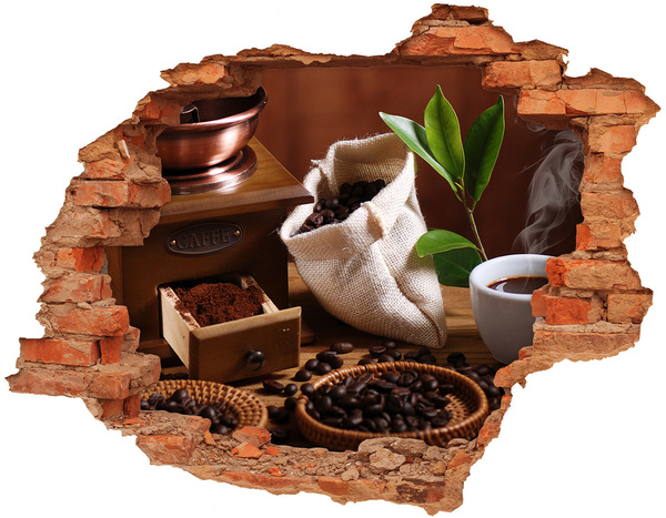 Wandtattoos 3D Optik Loch Kaffeegenuss ganz bequem von zu Hause aus
