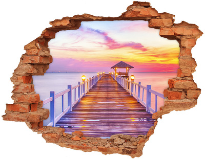 3D Loch Aufkleber Sonnenuntergang über der Seebrücke