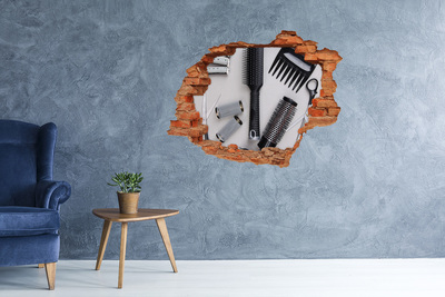 Wandtattoos Loch Friseurzubehör in einem kleinen Ladenlokal