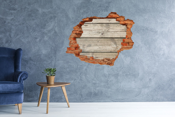 Wandtattoos Loch Ein Holzbrett in einem Loch in der Wand