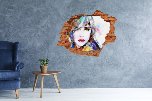 Wandbilder 3D Mauerdurchbruch Porträt in einer zerbrochenen Wand