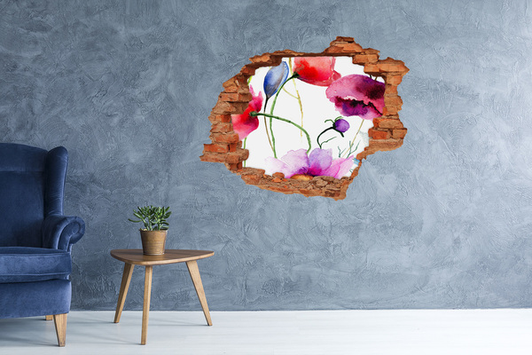 Wandtattoos Loch in der Wand Blumenlandschaft durch ein Loch in der Wand