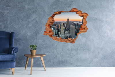3D Loch Aufkleber New York bei Sonnenuntergang