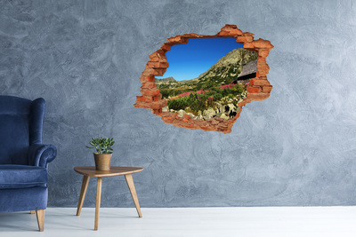 3D Loch Aufkleber Berglandschaft in einem Loch in der Wand