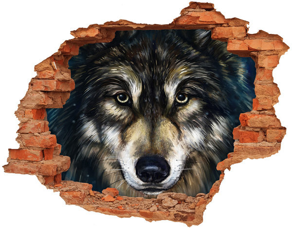 Wandbilder 3D Mauerdurchbruch Wolfs Blick durch die Wand