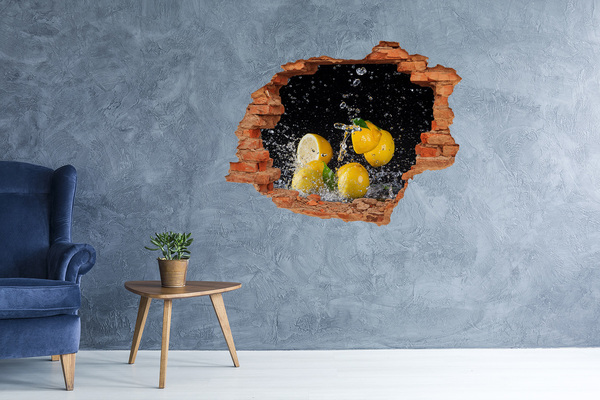 3D Loch Aufkleber Zitronenexplosion im Wasser