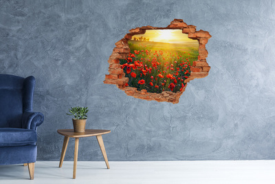 Wandbilder 3D Mauerdurchbruch Blumenlandschaft auf der Wiese