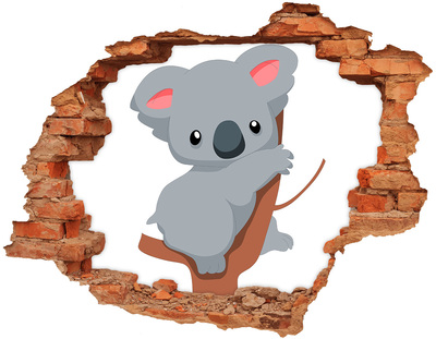 Wandtattoos 3D Optik Loch Koala in einem Loch in der Wand