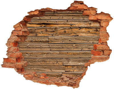 Wandtattoos Loch in der Wand Eine beschädigte Mauer mit Holzplanken