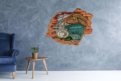 3D Loch Aufkleber Farbenfrohe Muster auf Steingrund