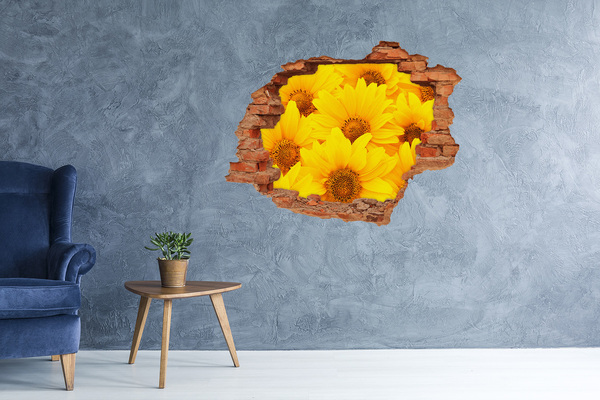 Wandtattoos Loch in der Wand Sonnenblumen in einem Loch in der Wand