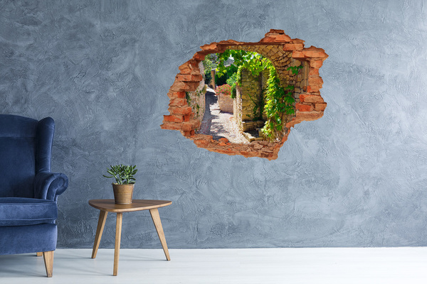 Wandtattoos 3D Optik Loch Eine grüne Straße in der Stadt