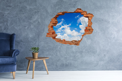 Wandbilder 3D Mauerdurchbruch Blauer Himmel mit Wolken