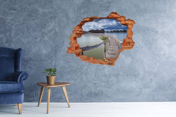 Wandtattoos 3D Optik Loch Eine Brücke über das Wasser
