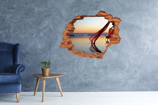 Wandtattoos Loch Tanzen am Strand bei Sonnenuntergang