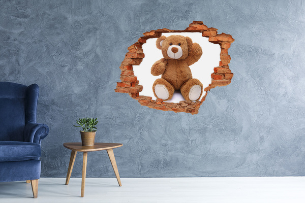 Wandtattoos 3D Optik Loch Teddybär in einem Loch in der Wand