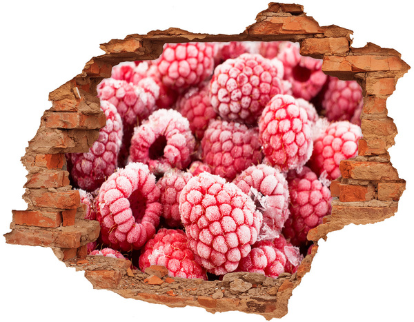 3D Loch Aufkleber Gefrorene Himbeeren in einem kleinen Laden