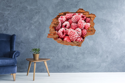 3D Loch Aufkleber Gefrorene Himbeeren in einem kleinen Laden