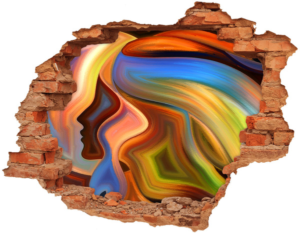 3D Loch Aufkleber Eine farbenfrohe Landschaft in einem Loch in der Wand