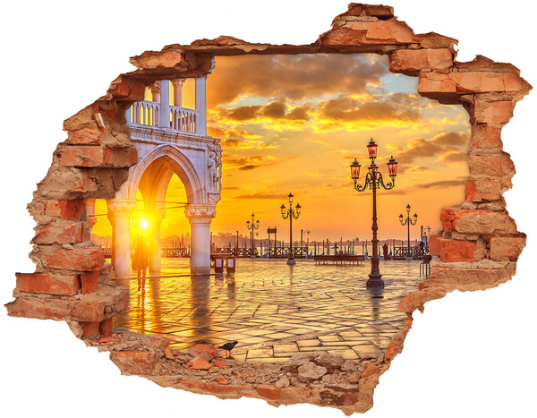 3D Loch Aufkleber Sonnenuntergang in Venedig