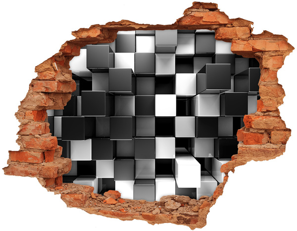 Wandtattoos 3D Optik Loch Schwarze und weiße Würfel in der Wand