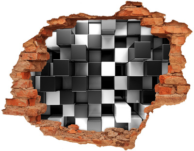 Wandtattoos 3D Optik Loch Schwarze und weiße Würfel in der Wand