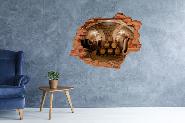 Wandtattoos Loch in der Wand Innenansicht eines Weinguts mit Fässern