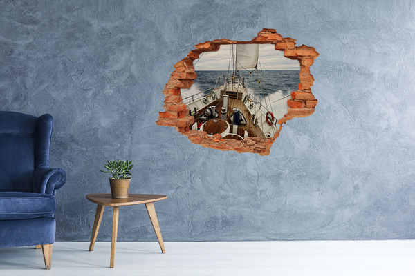 3D Loch Aufkleber Eine Yacht auf See