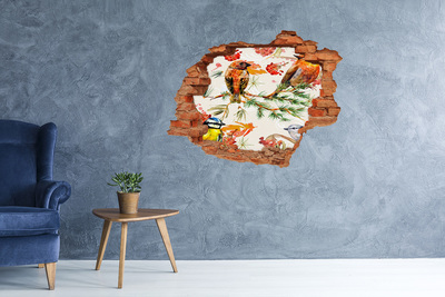 Wandbilder 3D Mauerdurchbruch Vögel in einer Waldlandschaft