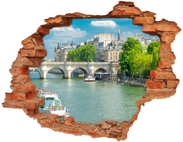 3D Loch Aufkleber Blick auf Paris durch ein Loch in der Wand