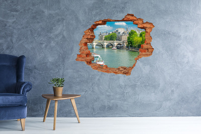 3D Loch Aufkleber Blick auf Paris durch ein Loch in der Wand
