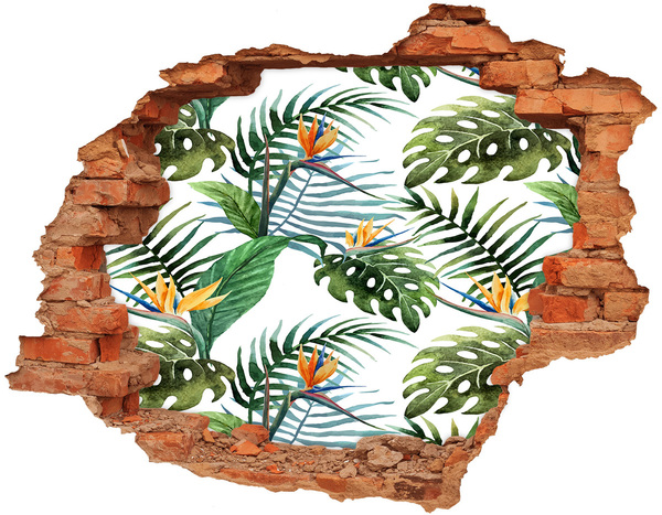 Wandtattoos 3D Optik Loch Tropisches Paradies hinter der Mauer