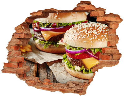 Wandbilder 3D Mauerdurchbruch Saftiger Hole-in-the-Wall-Burger
