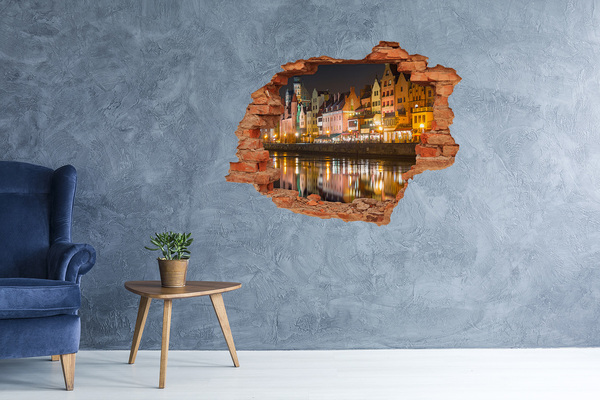 3D Loch Aufkleber Ein bezaubernder Hafen bei Nacht