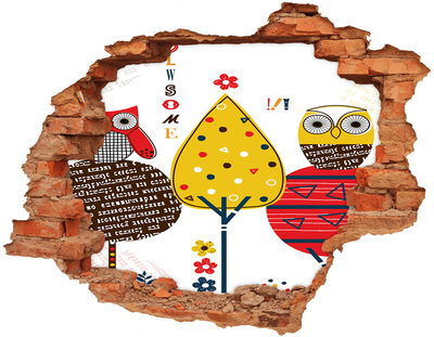 Wandbilder 3D Mauerdurchbruch Bunte Bäume in einem Loch in der Wand