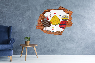 Wandbilder 3D Mauerdurchbruch Bunte Bäume in einem Loch in der Wand