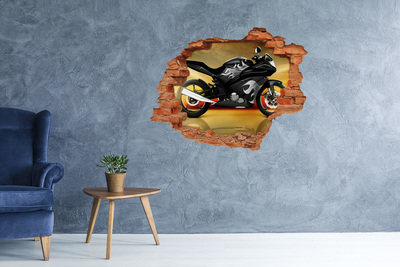 Wandtattoos 3D Optik Loch Motorrad in Flammen
