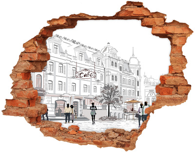 Wandbilder 3D Mauerdurchbruch Café im europäischen Stil