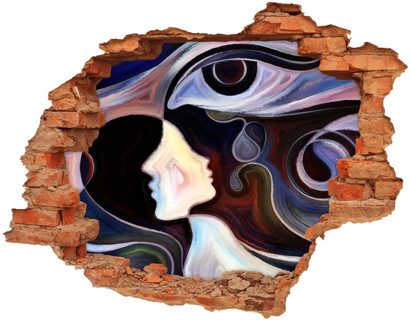 3D Loch Aufkleber Gesichter im Farbenchaos