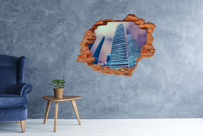 Wandbilder 3D Mauerdurchbruch Moderne Stadt durch ein Loch in der Wand