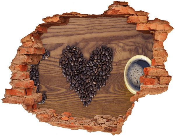 Wandtattoos Loch in der Wand Kaffee und ein Herz aus Bohnen