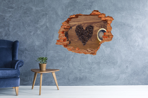 Wandtattoos Loch in der Wand Kaffee und ein Herz aus Bohnen