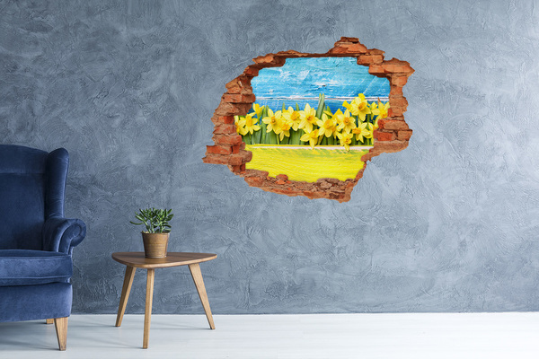 3D Loch Aufkleber Ein Blumenparadies hinter der Mauer