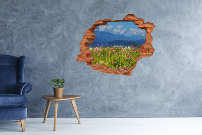 Wandbilder 3D Mauerdurchbruch Blumenlandschaft